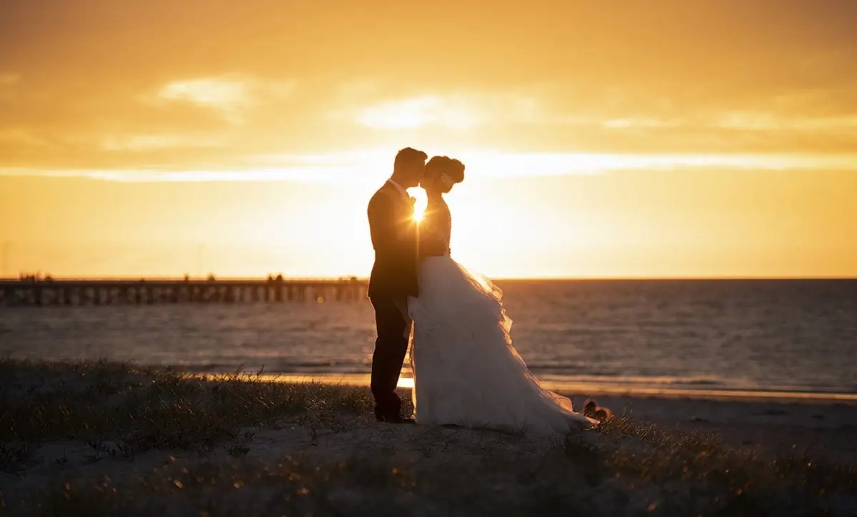 Semaphore beach wedding photo
