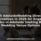 Couple searching Adelaide wedding venues on laptop