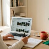 Woman using venue search filters on laptop