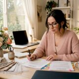 Wedding planner reviewing off-peak wedding details