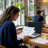 Woman analyzing website engagement reports