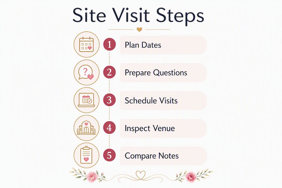 How to schedule site visits for Adelaide wedding venues 2 Infographic showing steps to schedule and conduct site visits