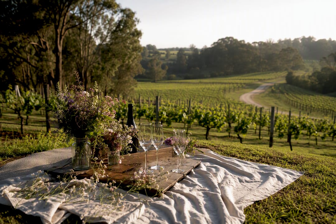 Adelaide Fringe wedding planning: your venue-first guide 1 Outdoor winery wedding table in vineyard