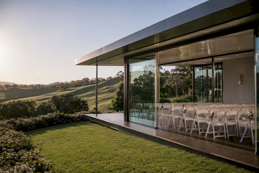 Rain plan for your Adelaide Hills wedding: what to lock in 2 Covered deck and glass pavilion wedding venue