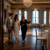 Couple touring an elegant wedding venue